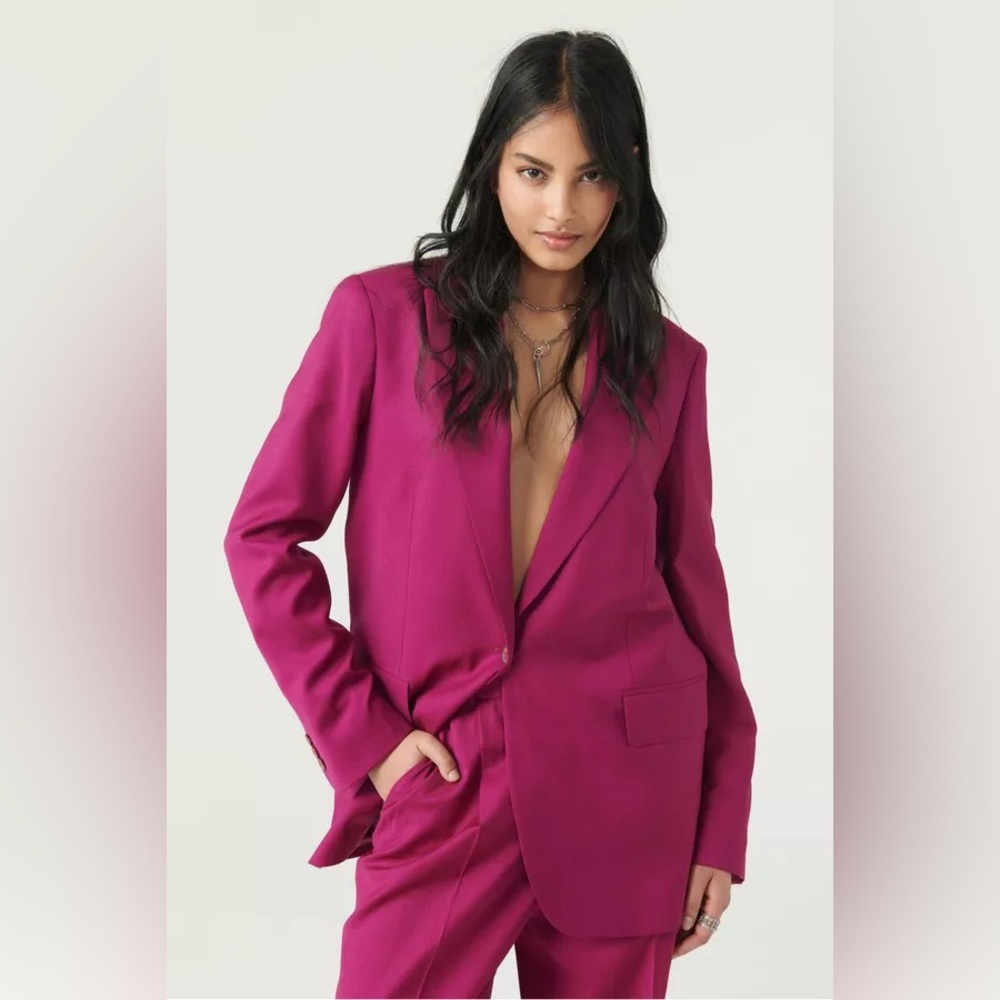 Ba&sh Isha Rose Fuchsia Pink Wool‎ Blazer